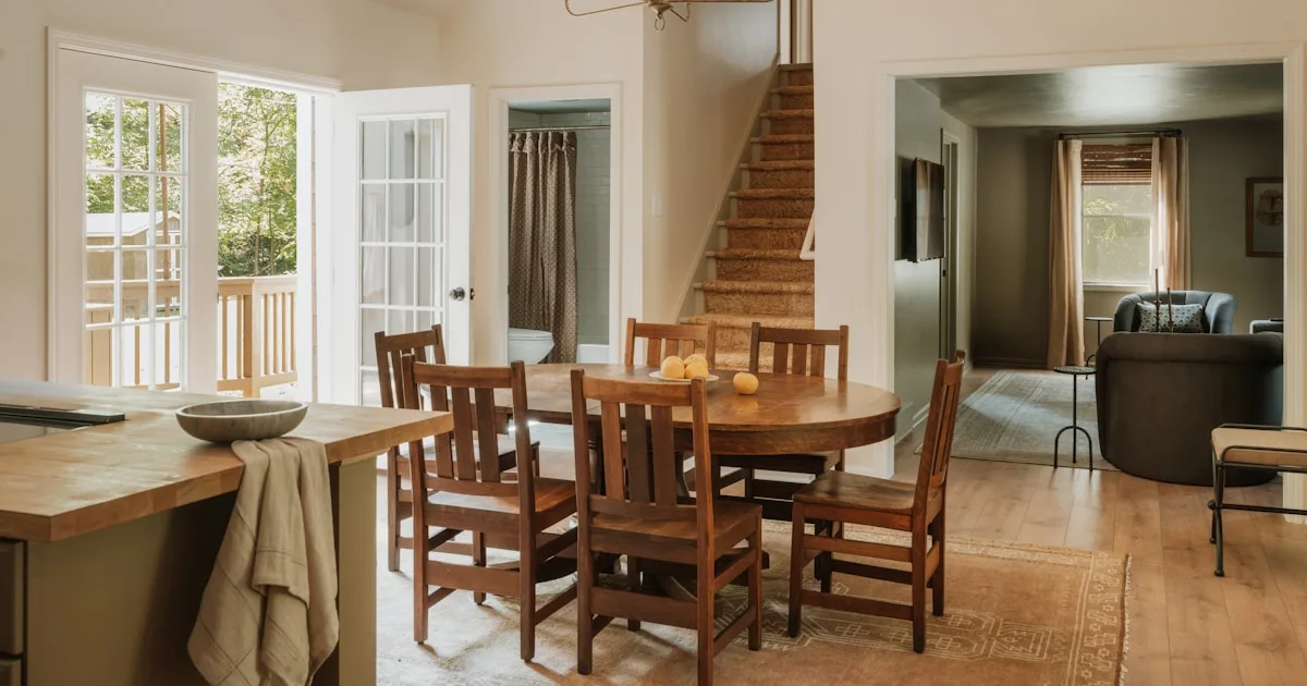 French country living room with rustic elegance and natural textiles