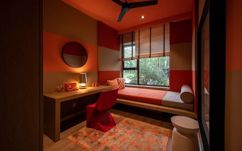 Interior spaces showing the psychological impact of warm versus cool paint colors