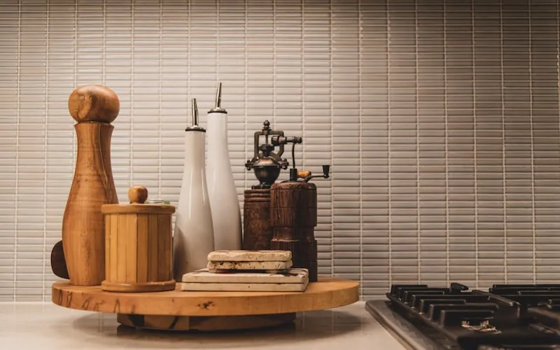 Modern rustic kitchen with open shelving, wood countertops, and industrial details