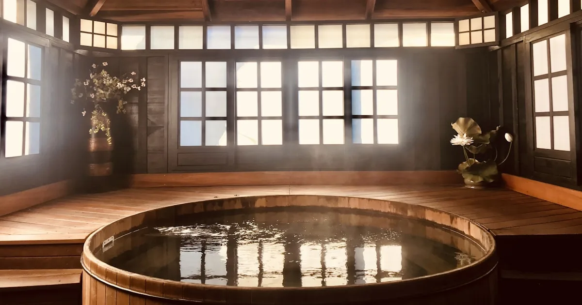 Modern pooja room with natural wood and peaceful lighting