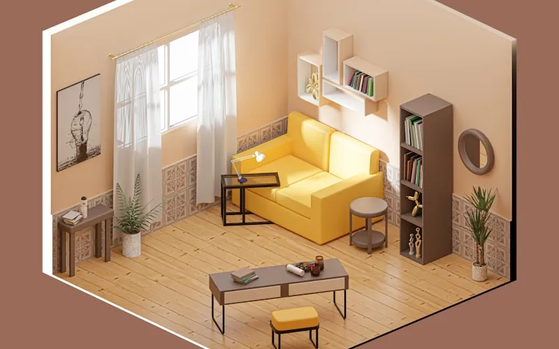 Multifunctional small apartment with convertible furniture and smart storage