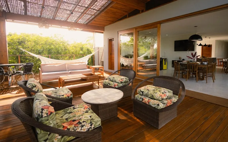 Seamless indoor-outdoor villa living with terrace and garden views