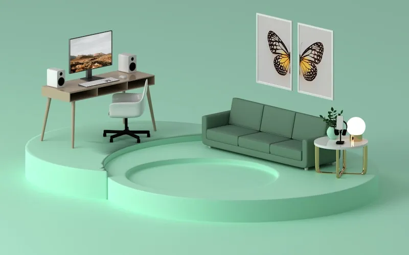 Digital interior design moodboard showing material and color selections