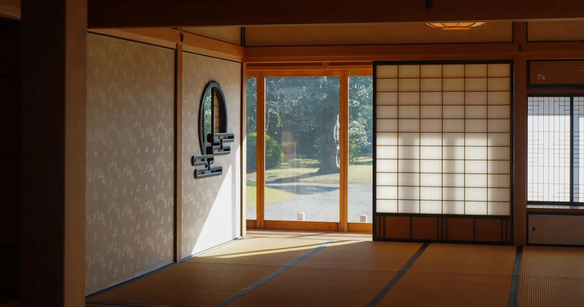 Zen-inspired interior with minimal furniture and natural elements